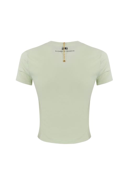 T-shirt in jersey Menta con collana a fiocco Elisabetta Franchi | MA00651E2124